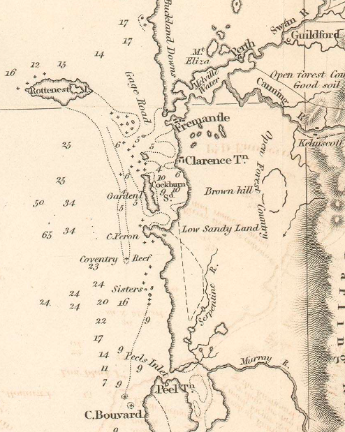 Section of map.J. & C. Walker, Sculpt Western Australia, from the latest Documents received in The Colonial Office, 1832 London: Royal Geographical Society, 1832 Published to accompany: 